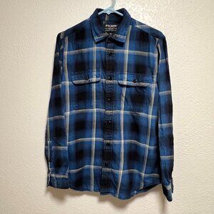 Filson Scout Flannel‎ Long Sleeve Shirt Blue/White Plaid Mens S